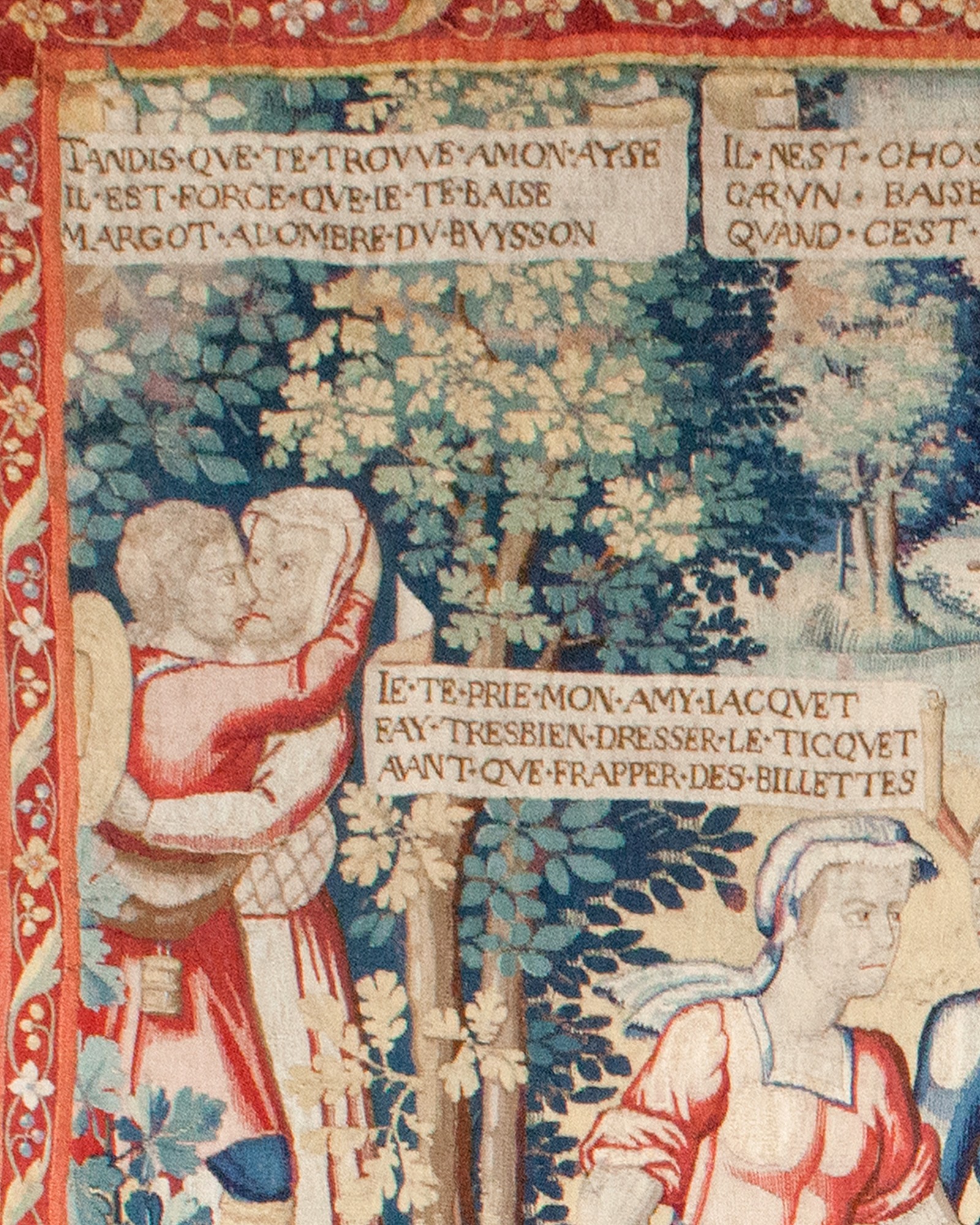 Tapestry depicting the Ball Game from the story of Gombaut and Macée, Flemish, Bruges, c