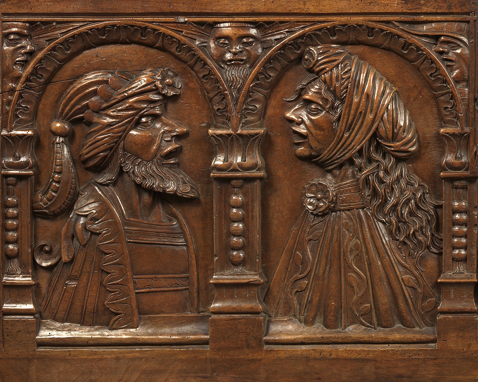 Marriage Chest Panel with Couple, France, early 16th century