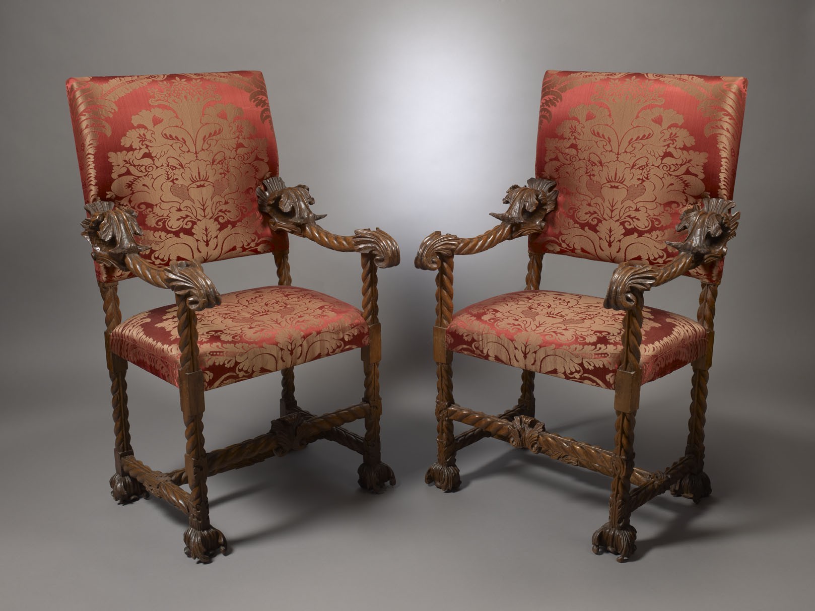 Two Pairs of Baroque Carved Armchairs, Italy, Venice, c. 1680