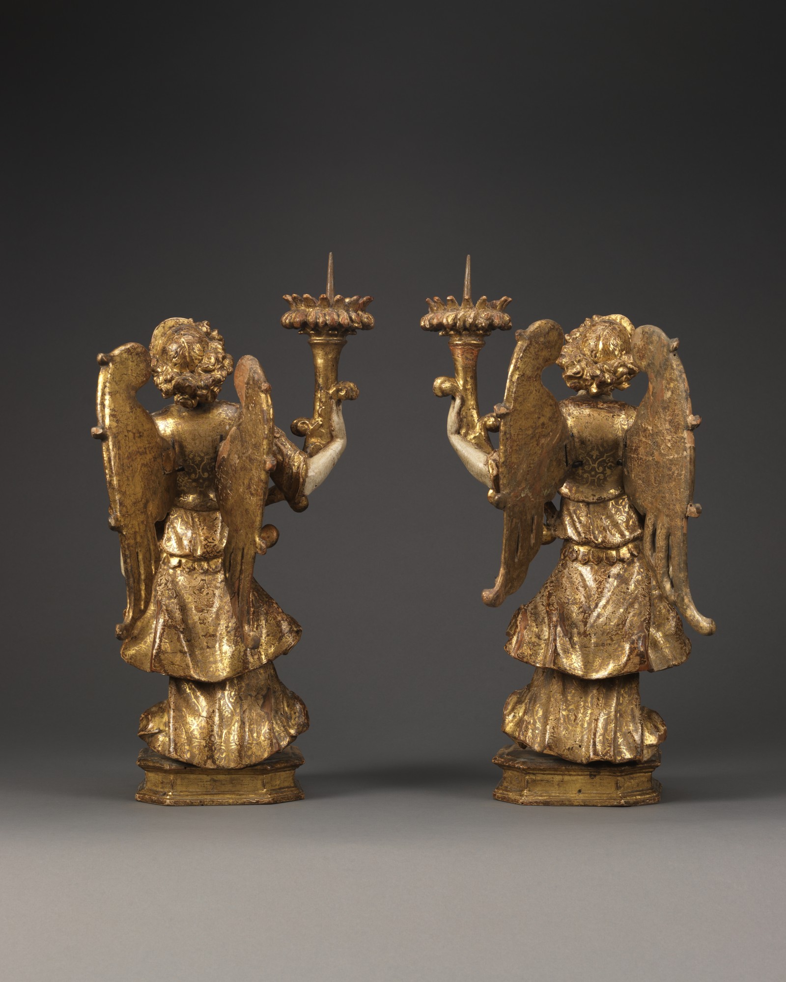 A Pair of Angels Holding Candlesticks, Italy, Naples, c. 1630 – 1640